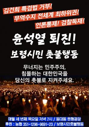 보령시국회의, 제2차 윤석열 퇴진 보령시민 촛불행동 개최